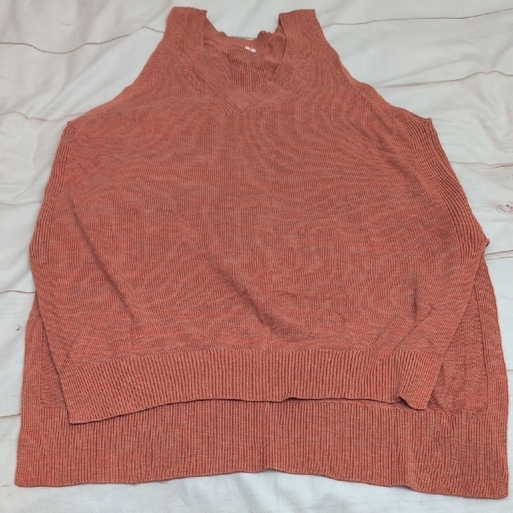 Anthropologie Desmond Rust Orange V Neck Knit Tunic Sweater Womens Large